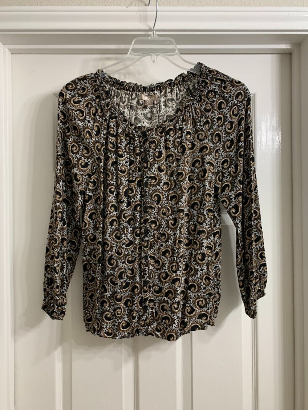 White Stag Women's Brown and White Blouse, Size Small